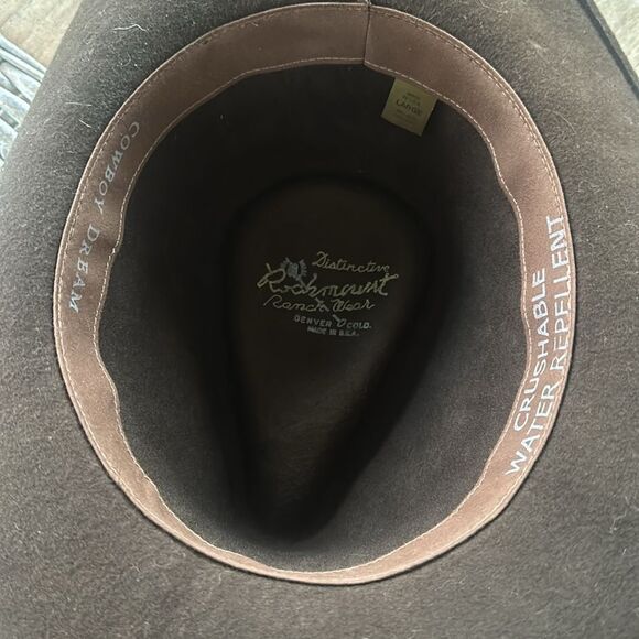 Rockmount Mens Brown Wool Felt Cowboy Crushable Hat L - Picture 5 of 8